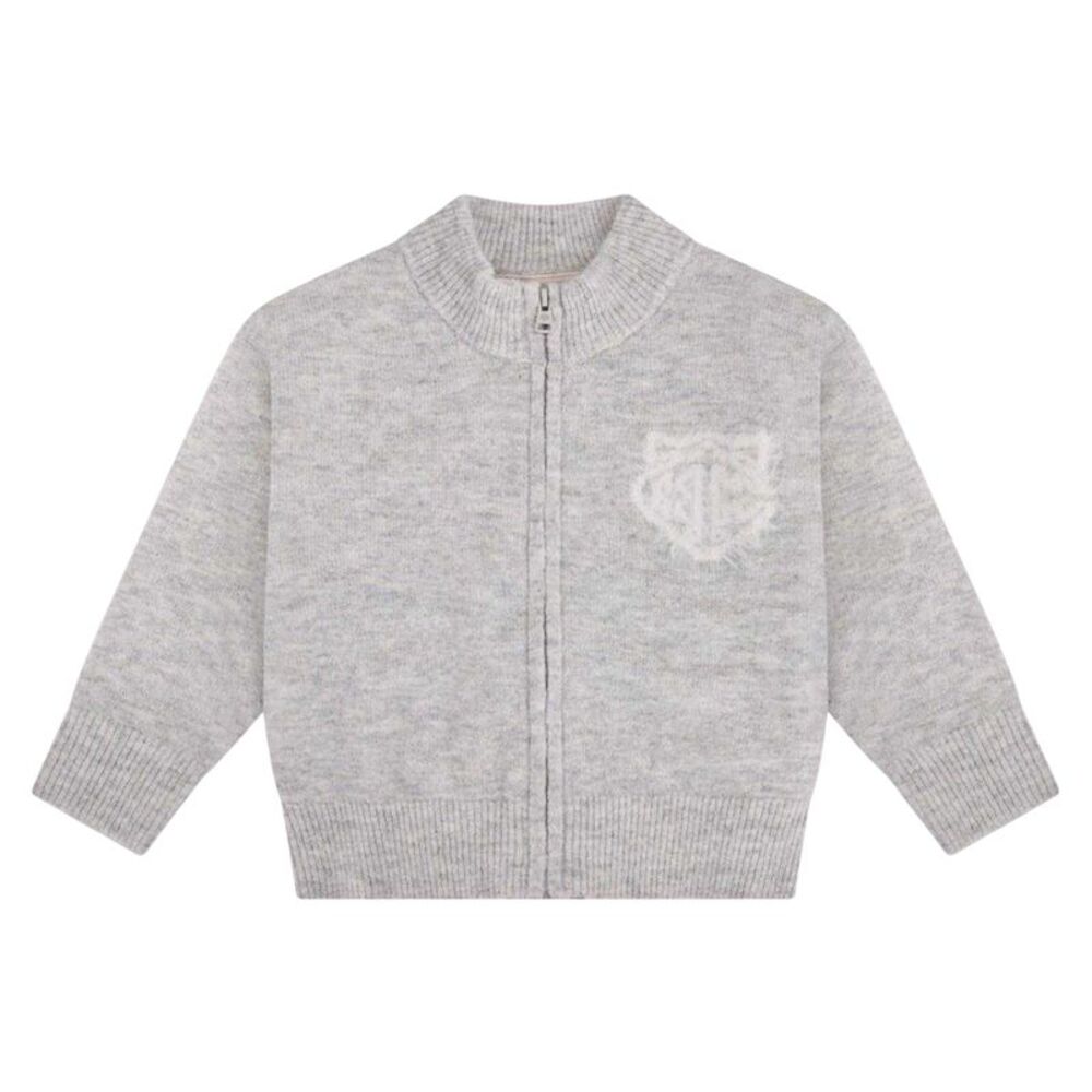 Couture Club Childrens/Kids Embroidered Logo Cardigan / Gray Marl